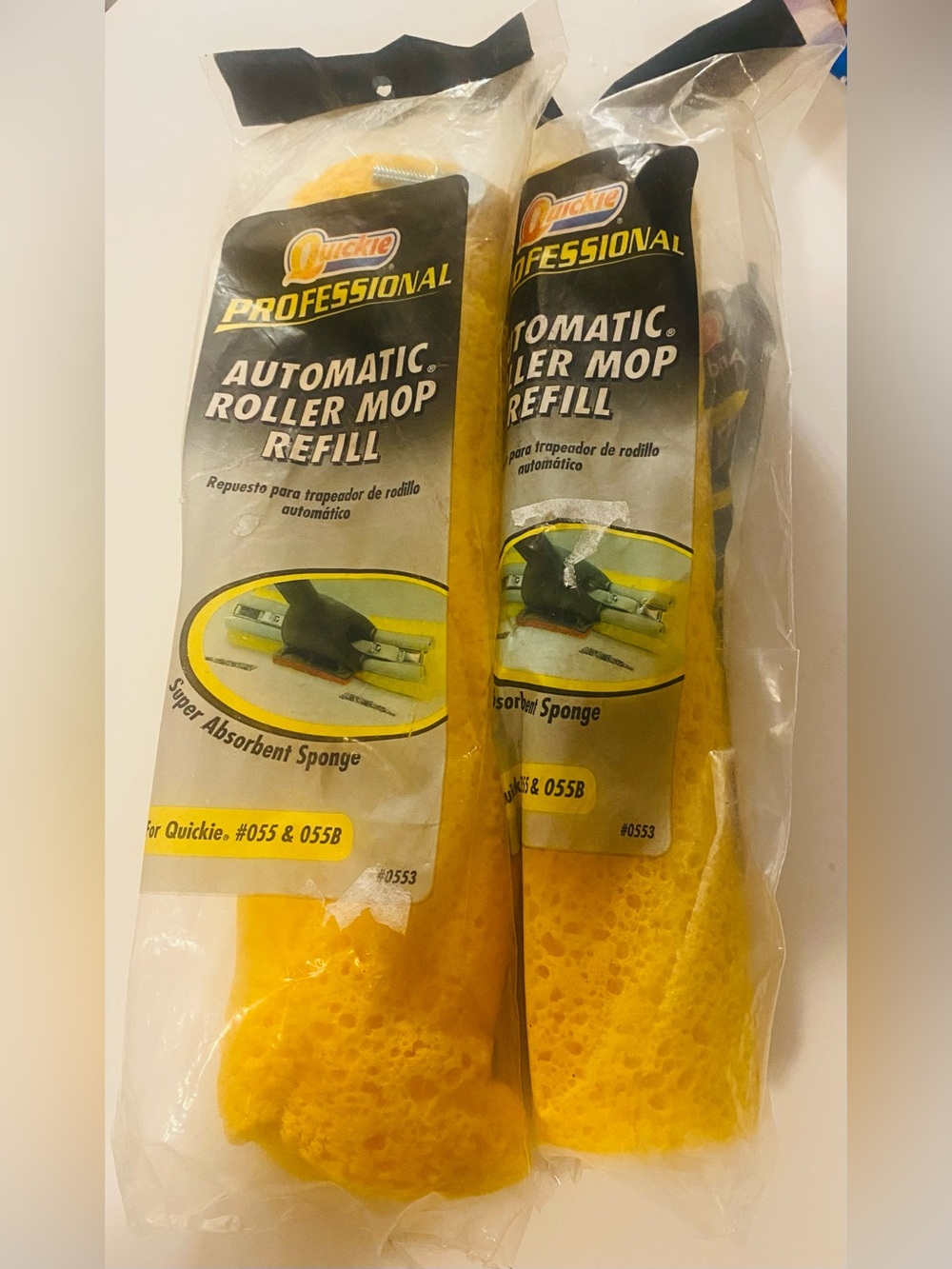Vintage Pair of Quickie Professional Automatic Roller Mop Refills #0553